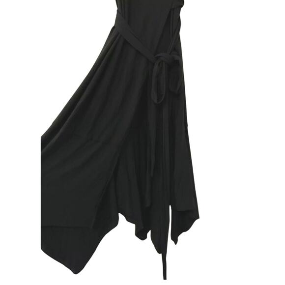 Athelta Black Windward‎ Wrap Dress Sleeveless Jersey Knit V-neck Size Large - Picture 7 of 8